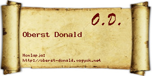 Oberst Donald névjegykártya